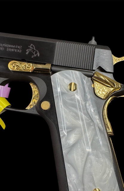 Colt 1911 Government 38 Super Blued Steel Scroll