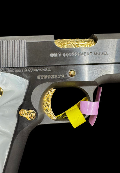 Colt 1911 Government 38 Super Blued Steel Scroll