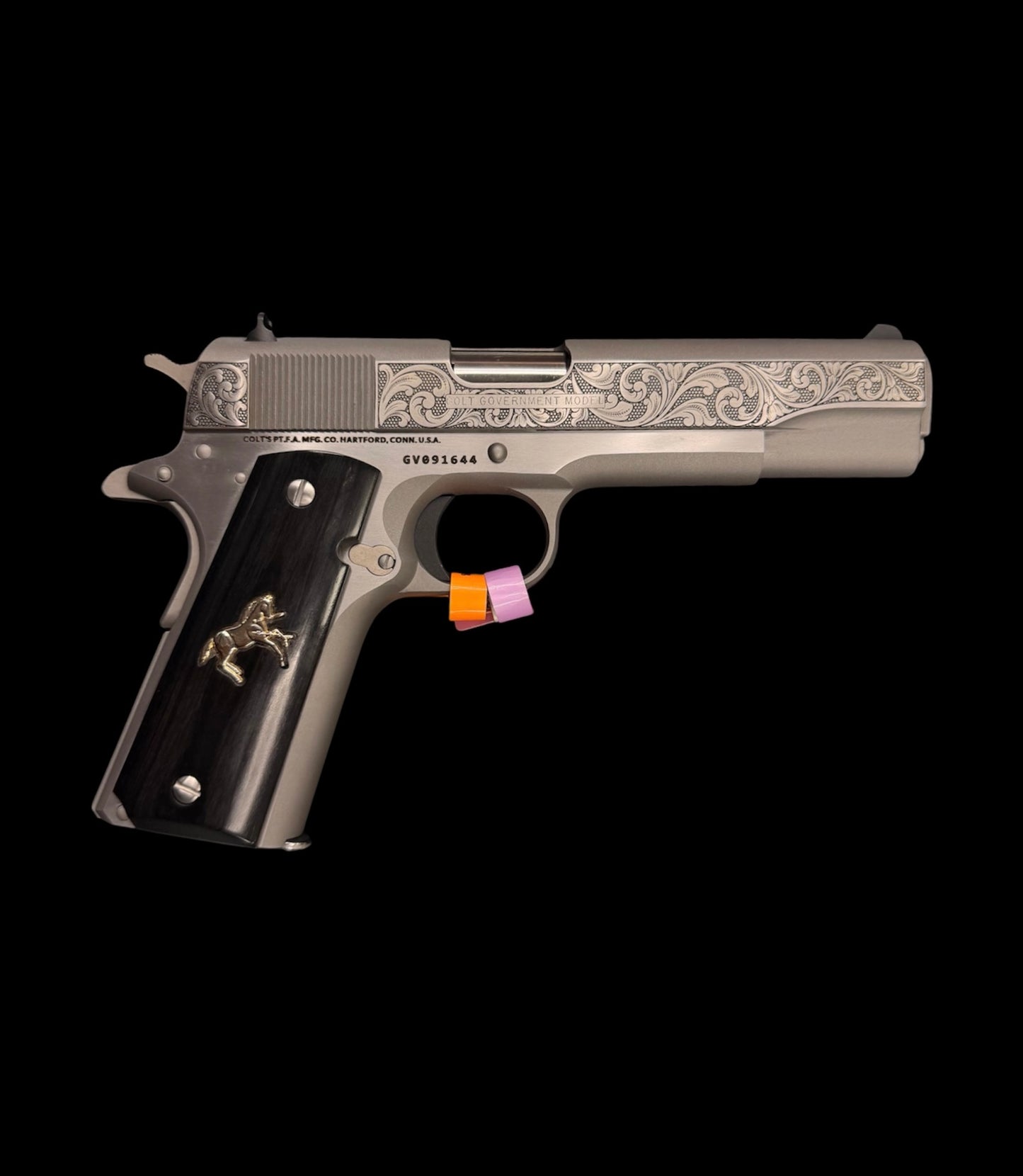 Colt 1911 Government 38 Super Stainless Steel Scrolls