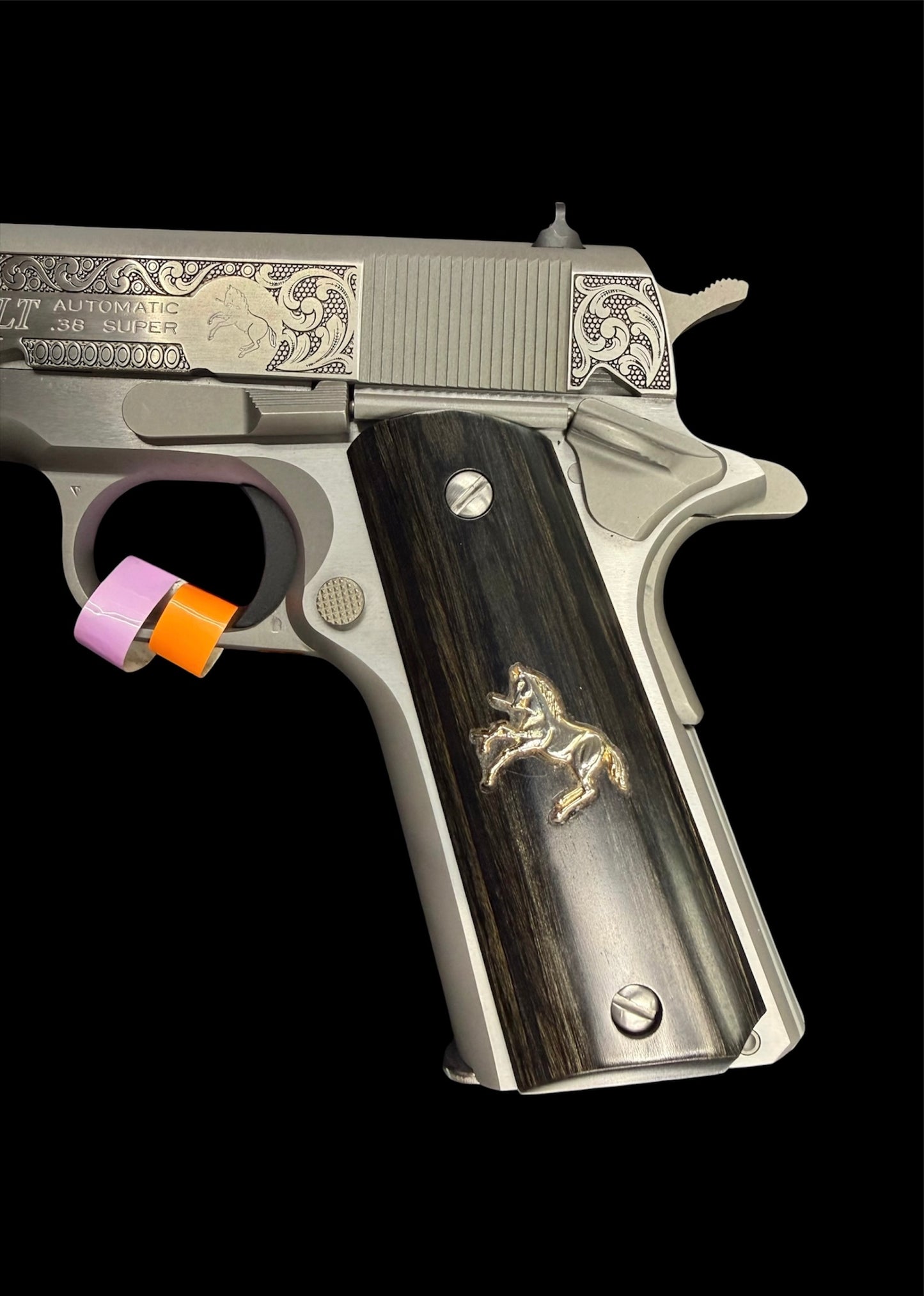 Colt 1911 Government 38 Super Stainless Steel Scrolls