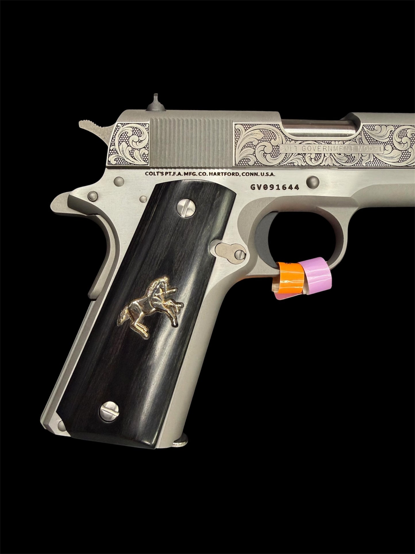 Colt 1911 Government 38 Super Stainless Steel Scrolls
