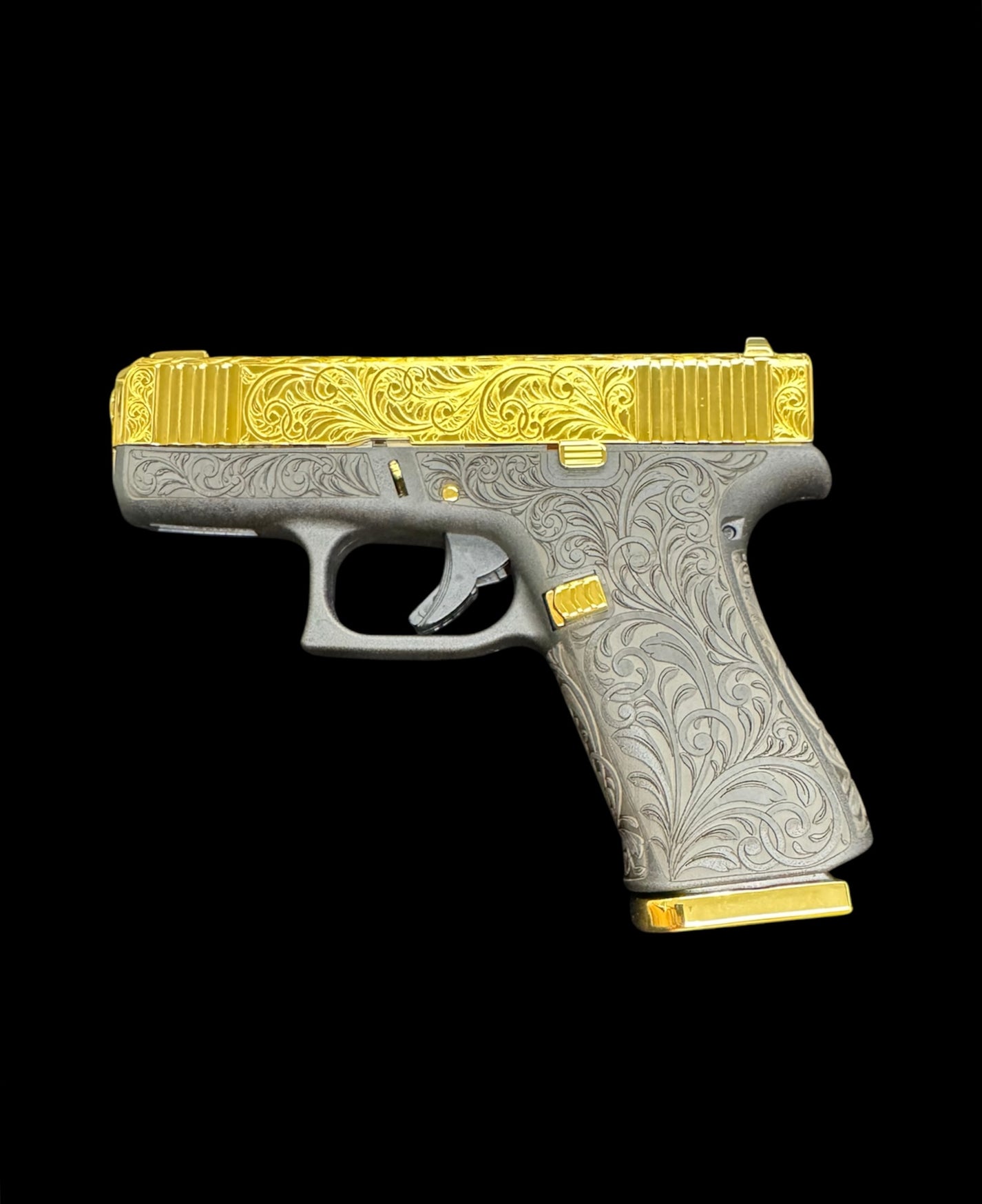 Glock 43X Scrolls – Gold Guns