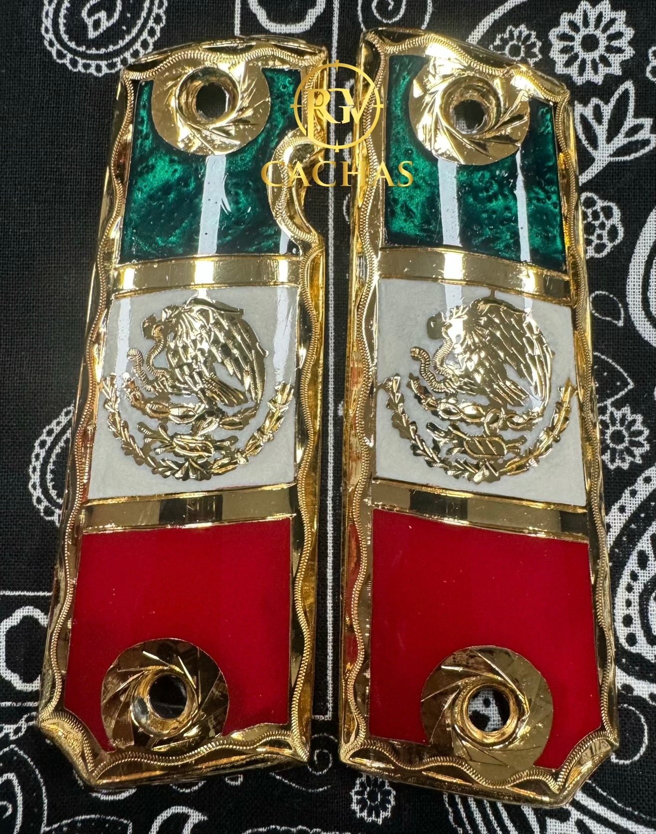 1911 Full Size Mexico Flag Eagle Grips